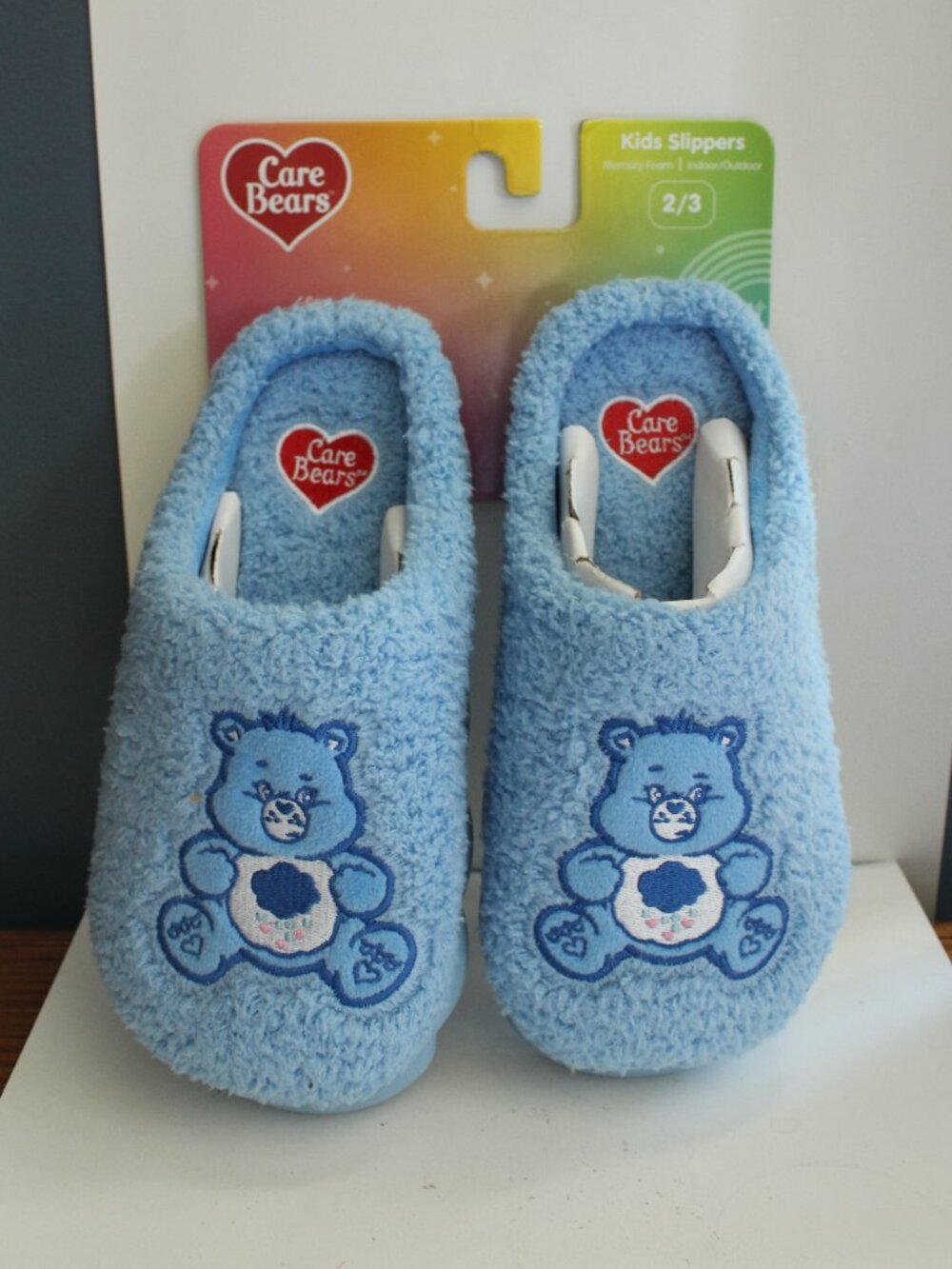 Care Bears Grumpy Bear Plush Size 2/3 Kids Slippers Indoor/Outdoor